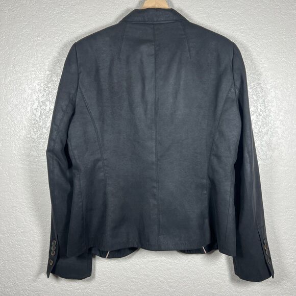 Zara Faux Suede Blazer Women XL Black Single Button Elevated Basic - Picture 5 of 7